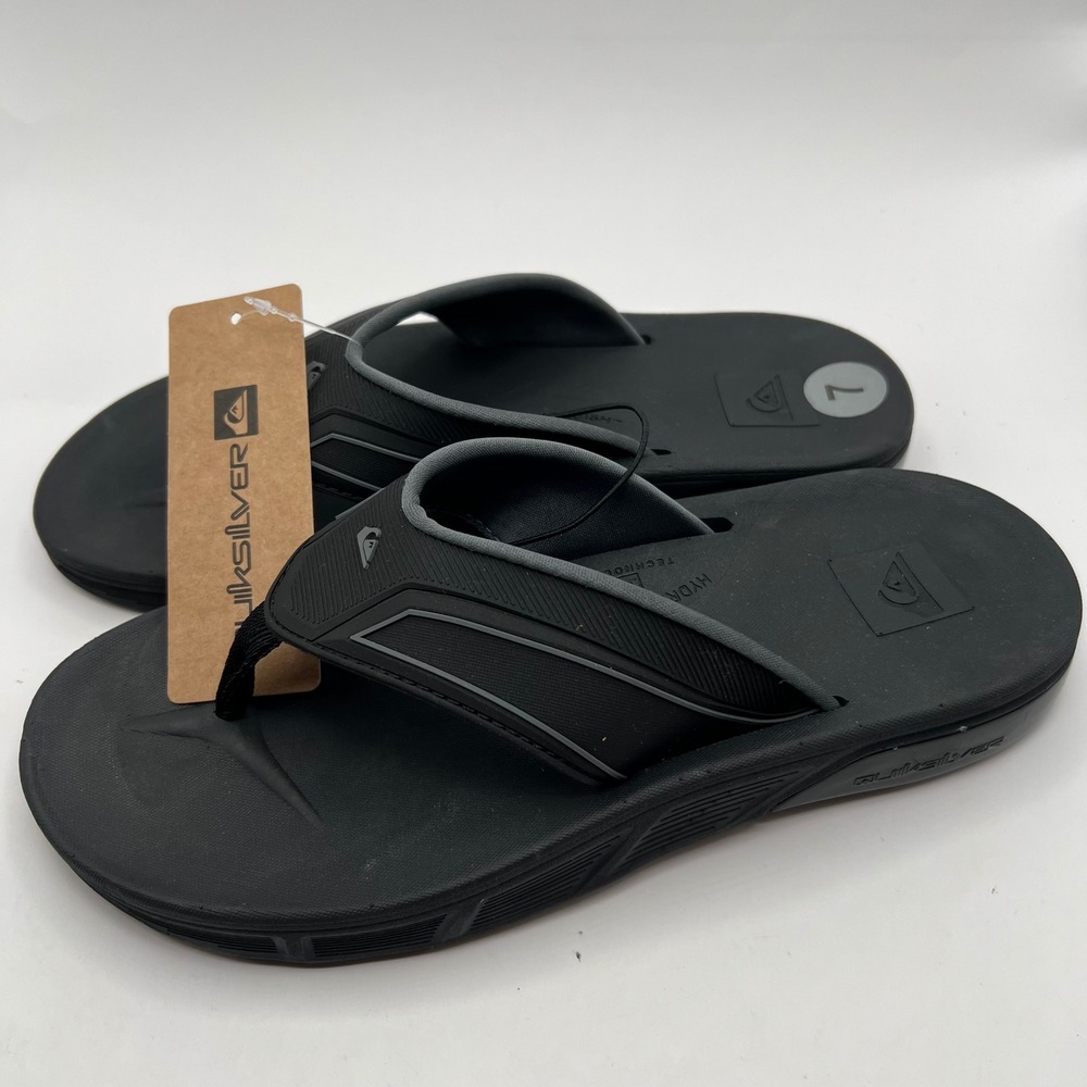 Quiksilver Hydro Squish Mens Flip Flop Sandals Black Grey AQYL101262 Size 7
